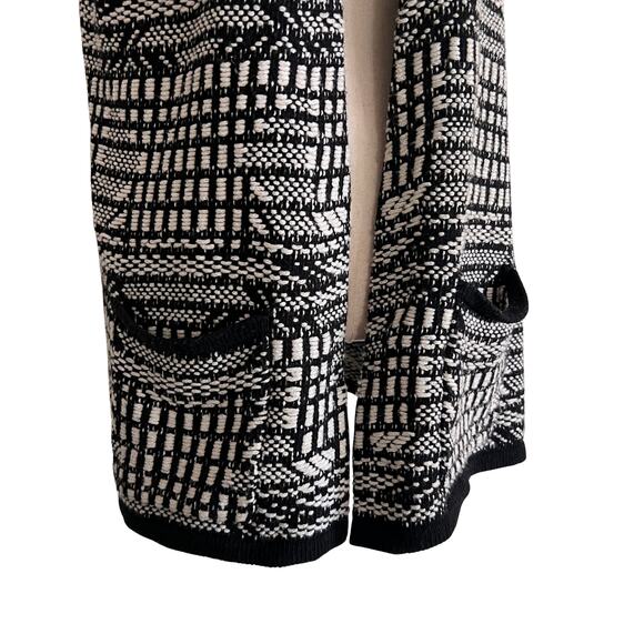 Anthropologie Angel of the North Knit Sweater Vest Black White Open Front MP - Picture 4 of 7